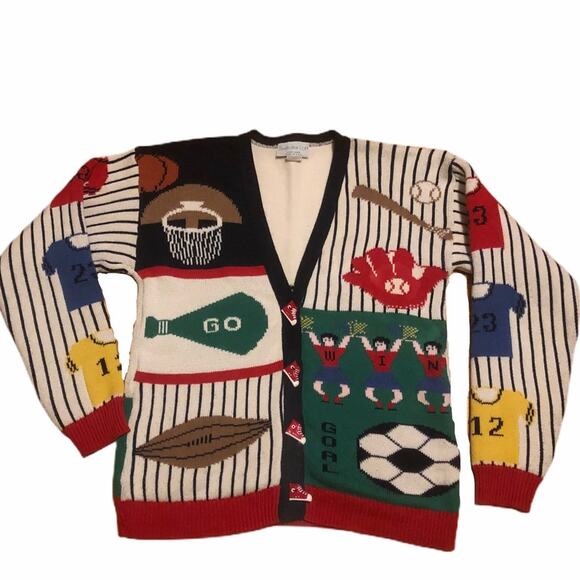 Sweater Loft New York Sports Sweater Cardigan Sz S - Picture 1 of 6